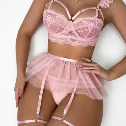 Sexy Lingerie Fancy Lace Eroticу Set Woman 3 Pieces Transparent Women's Underwear Embroidery Erotic Beautiful Bra And Panty Sets
