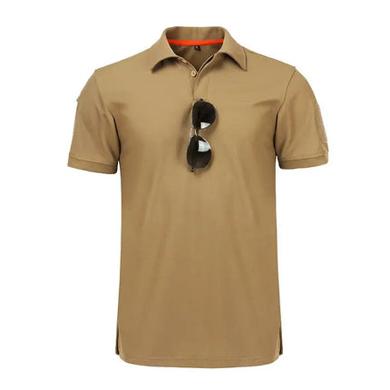 Men's Tactical Quick-Dry Polo Shirt, Military Style Collared Short Sleeve Moisture-Wicking Top for Outdoor Training & Sports