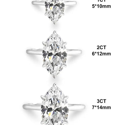 925 Sterling Silver Classic Simple 1-3 Carats Marquise Zircon Ring For Women Engagement Wedding Luxury High Quality Fine Jewelry