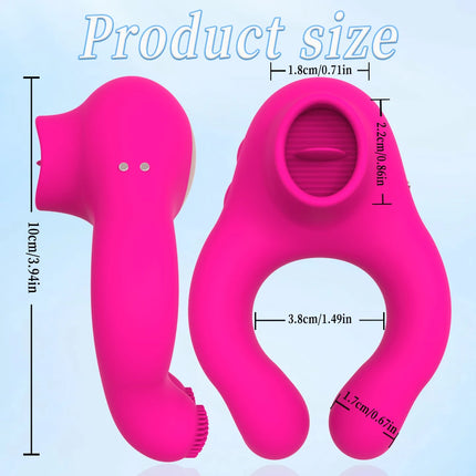 Unisex Vibrator Male Penis Ring Tongue Licking Sex Toy 3 Motor Vagina Masturbator G-spot Clitoris Stimulator Sex Toys for Couple
