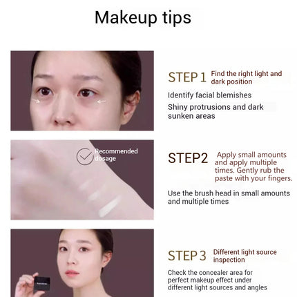 Maogeping Beauty Professional Double Color Concealer Palette High Coverage Moisturizing Concealer Makeup 3g