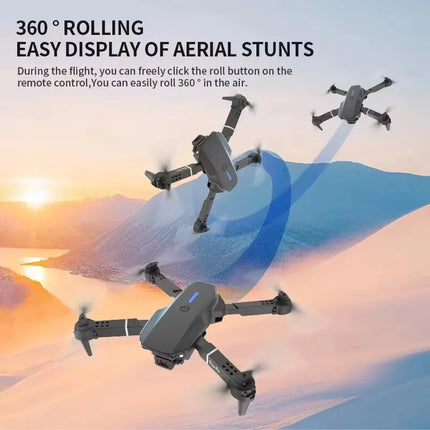 E88 Pro 4K New Upgraded Drone Dual-Camera HD Aerial Photography Dron with Screen Foldable Quadcopter RC Toy for Kids Boys Gifts