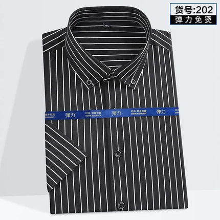 Summer New Young Men's Striped Short-Sleeved Shirt Non-Ironing Anti-Wrinkle Business Casual Fashion Breathable Trend Everything