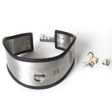 Sex Accessories Stainless Steel BDSM Bondage Posture Neck Collar With Pull Ring Adjustable Collar Rings Strap Harness Sexy Toys