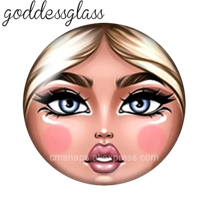 Matryoshka Doll Face Girl Sunglasses 12mm/18mm/20mm/25mm Round photo glass cabochon flat back Making findings Jewelry