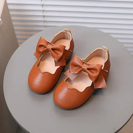 Girls Mary Jane Shoes Children Solid Color Bow Round-toe Bow 2024 New Kids Fashion Soft Moccasin Shoes Baby First Walker Shoes