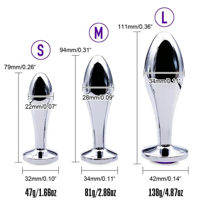 Metal Drop Anal Plug For Women Stainless Steel Three Sizes Jewel Base Butt Plug G-point Massage Adult Sex Toys Male/Famale Gay