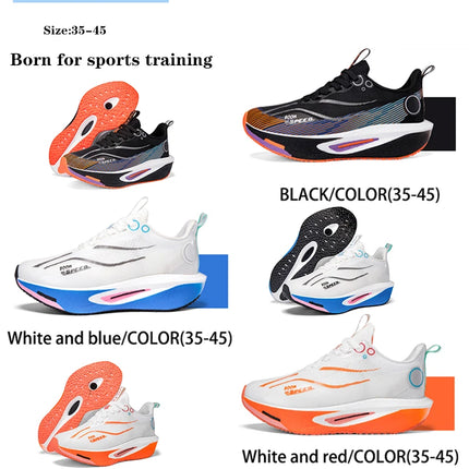 Unisex Carbon Board Running Shoes Professional Marathon Lightweight Bouncing Pad Breathable Ladies Stable Support Sports Shoes
