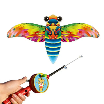 35cm Fishing Rod Kite Toys For Kids Vivid Butterfly Swallow Parrot Easy To Fly Goldfish Kites Garden Decor Ornament