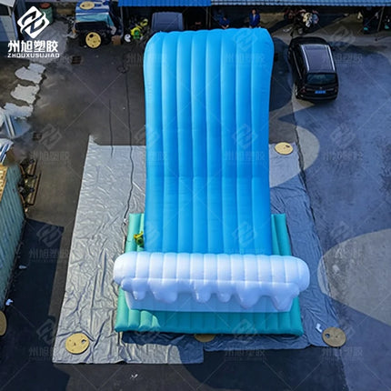 Giant Blue Inflatable Waterfall Slide Wave Design Custom Outdoor Water Park Amusement Inflatables for Kids