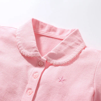 Little maven Girls Polo Shirts New Summer Girls Shorts Sleeve Shirts Solid Pink Colors Children's t-shirts for Girls Clothes
