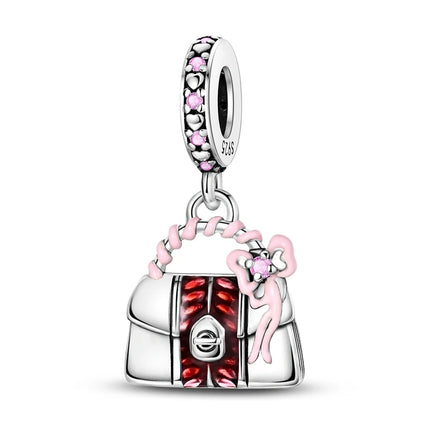 Charms Plata De Ley 925 Red Color Series Charm Red Elephant Animal Fruit Beads of Original Fits Women Anniversary Jewelry Charms