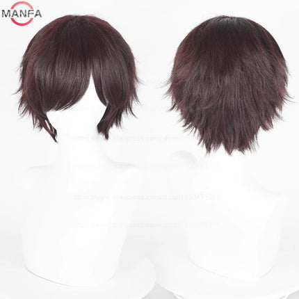 Anime 30cm Short Straight Cosplay Wig Black White Green Brown Purple Blue Gray Red Gold Man Women Heat Resistant Synthetic Hair