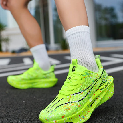Marathon Carbon Plate Air Cushion Men Sports Running Shoes Breathable Lightweight Women's Comfortable Athletic Nonskid Sneakers
