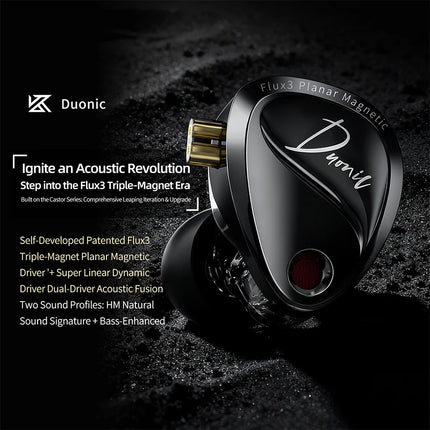 KZ Duonic HiFi Earphones with Super Stroke Three Magnetic Planar Driver HM Acoustic Tuning