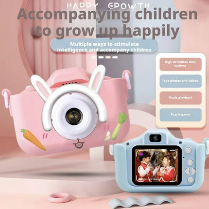 2026 New Arrival Cute Cartoon Dual Lens HD Digital Camera Kids SLR Toy Camera for Children Birthday Holiday Decent Gifts