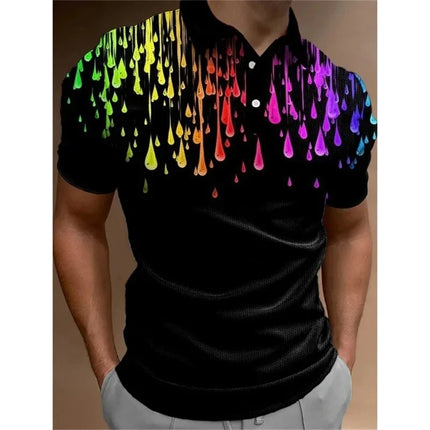 Summer Vibrant Pattern Digital Printing Casual Button Up Men's Short-sleeved Fashion Polo Shirt Comfortable Commuting Wear
