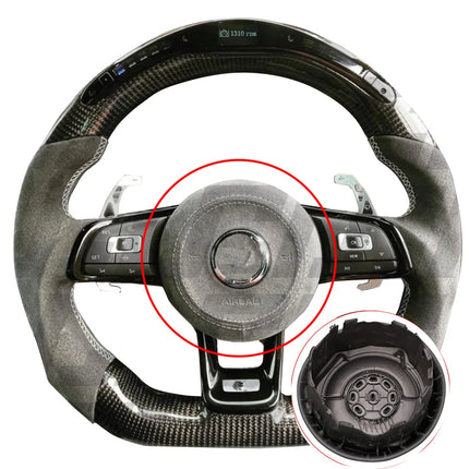 For Golf 7 7.5 GTI GTD GTE R 2013-2020 Polo GTI Tiguan Passat DSG shell leather and Alcantara Horn cover, steering wheel cover