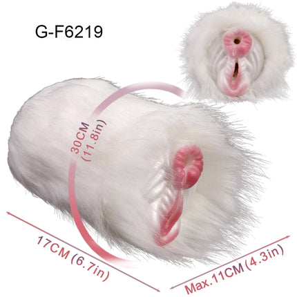ELKKOST Silicone Animal Fantasy Male Masturbator with Fur Pocket Stroker Pussy Penis Sleeve Fake Vagina Anal Sex Toys for Men