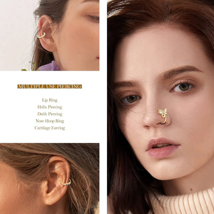 Drperfect 1Pc 20G Nose Rings Hoop for Women Men Surgical Stainless Steel Dangle Nose Ring Cartilage Earring Piercing Jewelry