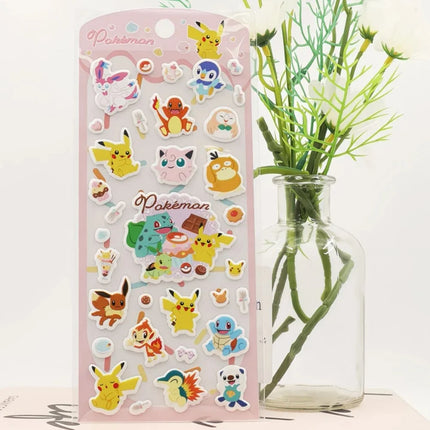 Genuine Pokemon Pikachu Stickers Cartoon 3D Foam Toys Decals For Scrapbooks Phones Helmets Water Mugs Decor Sticker Girls Gifts