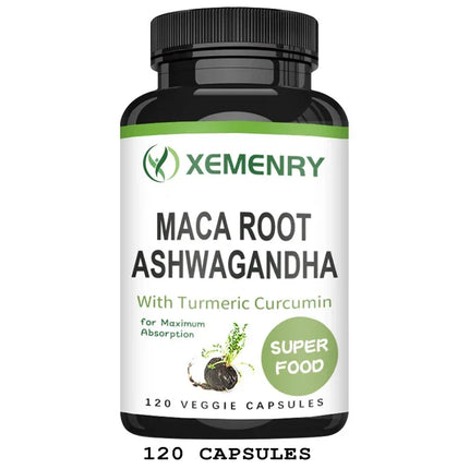 Maca Root + Ashwagandha Supplement - Improve Mood, Relieve Stress, Boost Energy and Memory, and Promote Overall Well-being