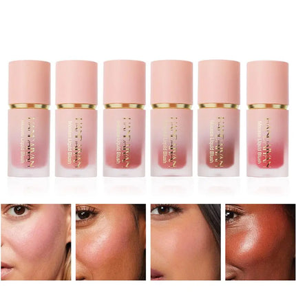 Matte Glitter Face Liquid Blusher Smooth Cheek Eye Mousse Blush Highlighter Stick Rouge Waterproof Contour Makeup