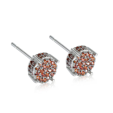 Female Austrian Crystal Round Earring White Gold Yellow Gold Color White Zircon Hip Hop Wedding Stud Earrings For Women Jewelry