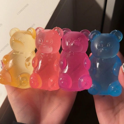 Colorful Gummy Bear Fudge Squeeze Toy Jelly Bean Gummy Candy Fidget Hand Relax Toy Anti-Stress Release for All Ages