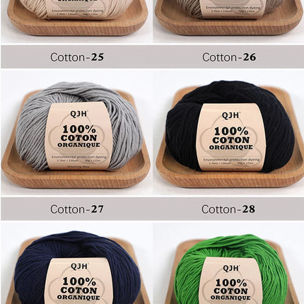 3PCS 100% Organic Cotton Yarn Machine Washable For Adult Baby Sweaters/Gloves/Scarves/Hats Etc. 50 gr (1.76 oz) 125 m (136 yrd)