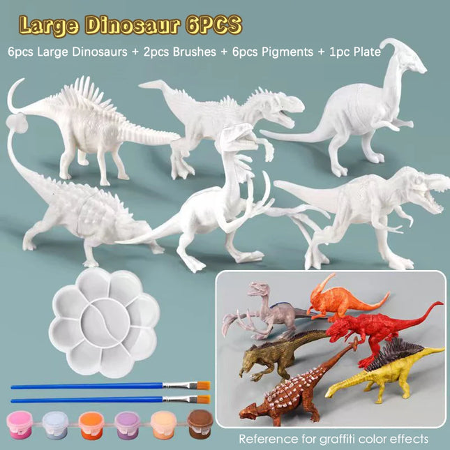 DIY Unpainted Dinosaur Painting Kit Blank White Dinosaur Figures Model Graffiti Art Craft Set Montessori Educational Toy Gifts