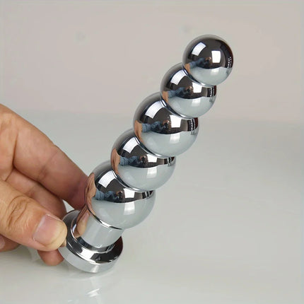 Stainless Steel Prostate Massage Butt Plug Heavy Anus Beads with 5 Balls Sex Toys for Men/ Women/Gay Metal Anal Plugs