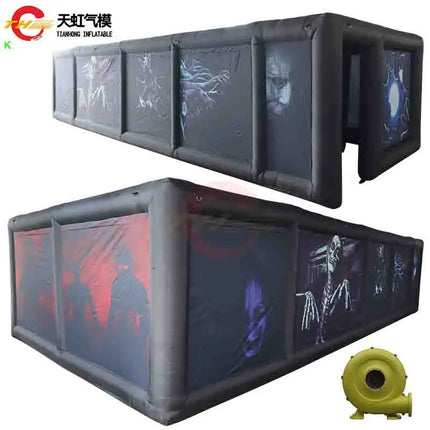 9x4m T Shaped Inflatable Maze Zombie Themed Halloween Haunted House Sport Game