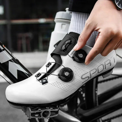 Cycling Shoes Road Bike Men White Breathable SPD Self-Locking Cleat Racing Road Bike Shoes Women Flat MTB Bicycle Sneakers
