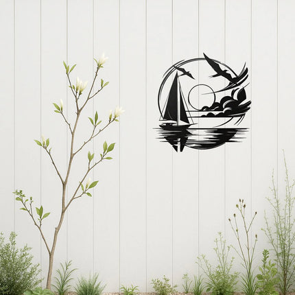 Nautical Home Gift Idea - Waterproof Sailboat Metal Wall Decoration for Modern Spaces