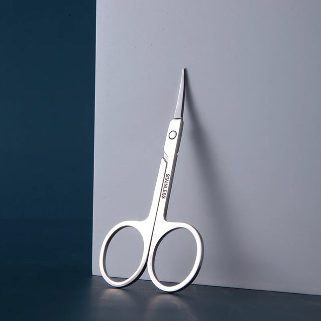 1Pcs Pointed Tip Curved Blade Upwards Stainless Steel Makeup Scissors Eyelash Eyebrow Nose Hair Small Scissors Thin Makeup Tools
