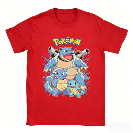2026 Hot Sale Pokemon Blastoise Evolution T-shirt Squirtle Wartortle Blastoise Print Anime Tee Men Women Short Sleeve Summer Top