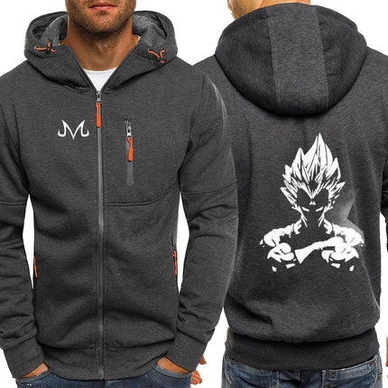 2026 Dragon Ball Vegeta Anime Print Spring And Autumn New Men's Three-Color Cotton Hoodies Zipper Leisure Harajuku Coat