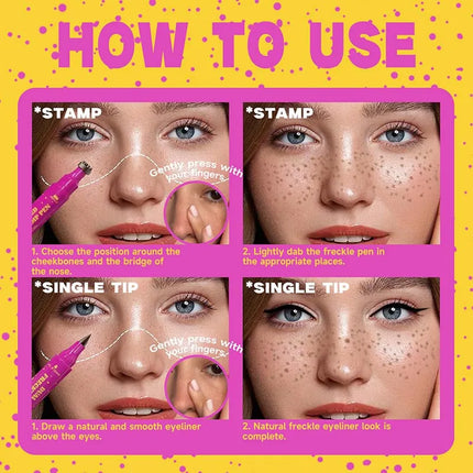 Double-end Freckles Stamp Pen Makeup 3-IN-1 Eyeliner Freckle Seal Waterproof Face Concealer Contour Natural Brown Freckle Makeup