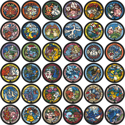 10/50/108PCS Pokémon Round Card Cartoon Sticker Exquisite DIY Toys Secret for Bottle Scrapbook Travel Bag Aesthetic Decals  ﻿
