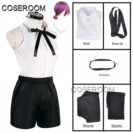 Chainsaw Reze Cosplay Costume Outfits Shirt Tie Short Wig Neck Ring Women Anime Uniform Halloween
