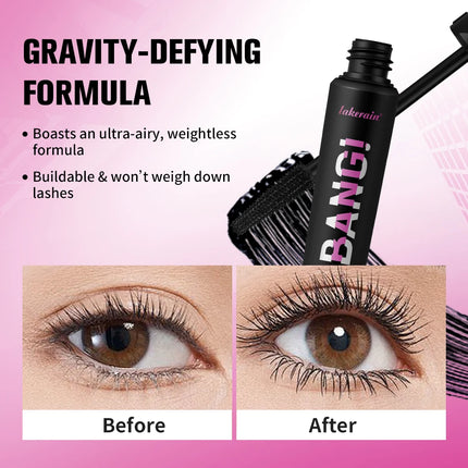 Lakerain Volumizing Mascara 36h Long-lasting Volumizing 360° Brush Eyelashes Waterproof Smudge-Proof Thick Makeup Mascara