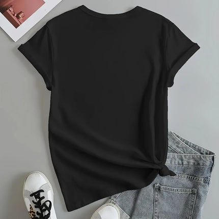 Cute Bear Print T-shirt Short Sleeve Crew Neck Casual Top For Summer & Spring Women's Clothing T Shirt Female Tops Streetwear