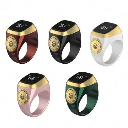 2025 Qibla Smart Zikr Ring Praise Tasbih Tally Electronic Digital Counter for Muslims Prayer Time Vibration Reminder Waterproof