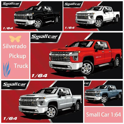 Small Car Diecast 1:64 Scale Silverado Pickup Truck Alloy Car Model Static Collection Decorated Holiday Gifts Toys