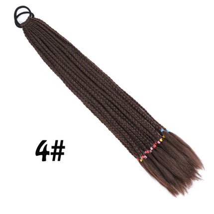 Synthetic Gradient Color Dirty Braided Ponytail Extensions With Elastic Band 24" Rainbow Braid Pony Tail Hairpiece For Girl