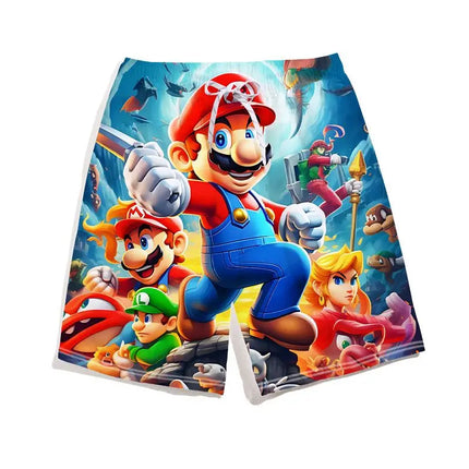 Summer Mario Shorts, Men's Beach Pants, Casual Pants, Luigi Kuba Thin Style with Everything Around The Summer Style