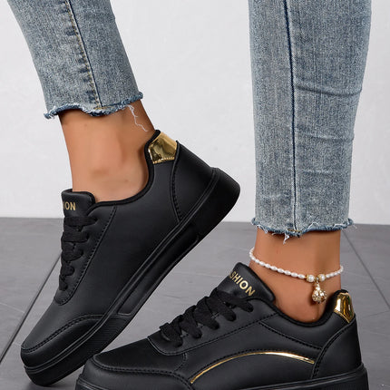Baasploa Women Casual Sneakers Leather Platform Sneakers for Women Classics Comfort Skateboarding Shoes Non-Slip