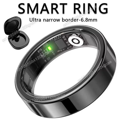 New R09 Smart Ring Men Women with Charging Case,Heart Rate Blood Oxygen,Skin Temperature Monitor,5ATM Waterproof For Android