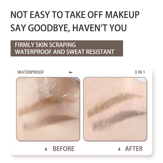 3-Color Eyebrow Powder Palette Set with Applicator Brush, Waterproof and Sweat-Resistant Eyebrow Powder, Long-Lasting